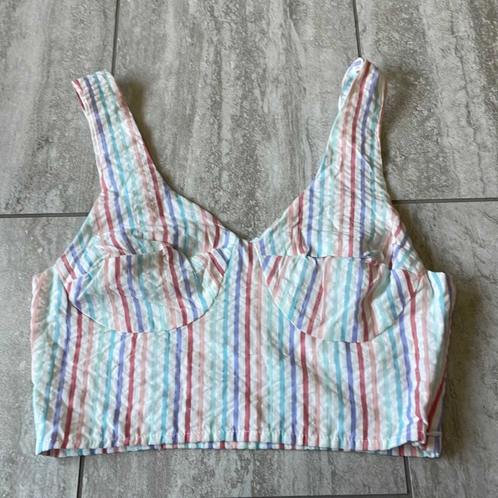 Dizzy Lizzy Striped Multi Color Cropped Top Large